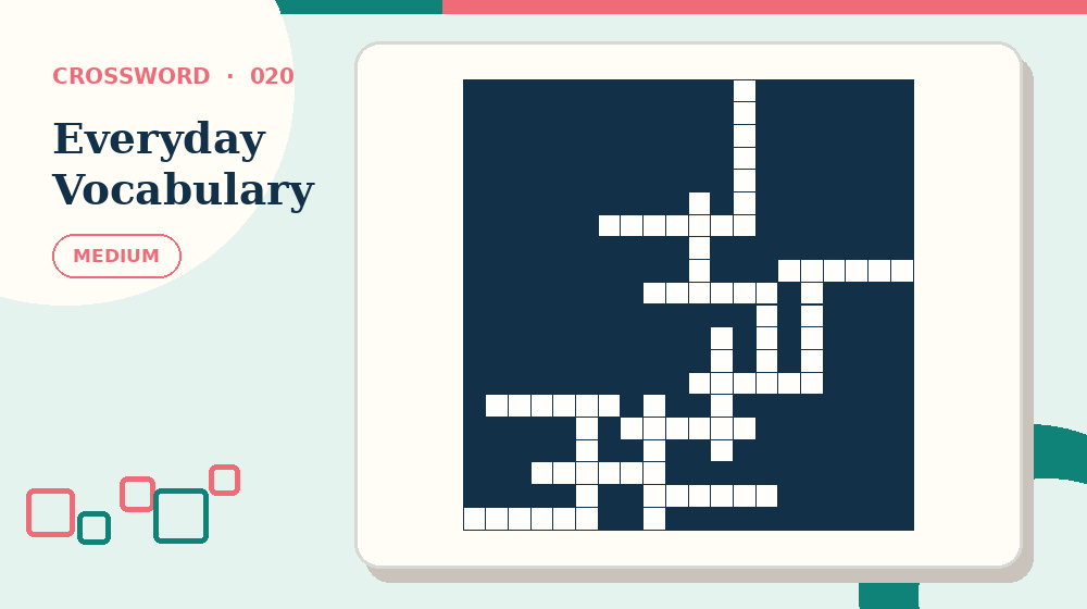 Actual everyday vocabulary Crossword activity preview from this puzzle page