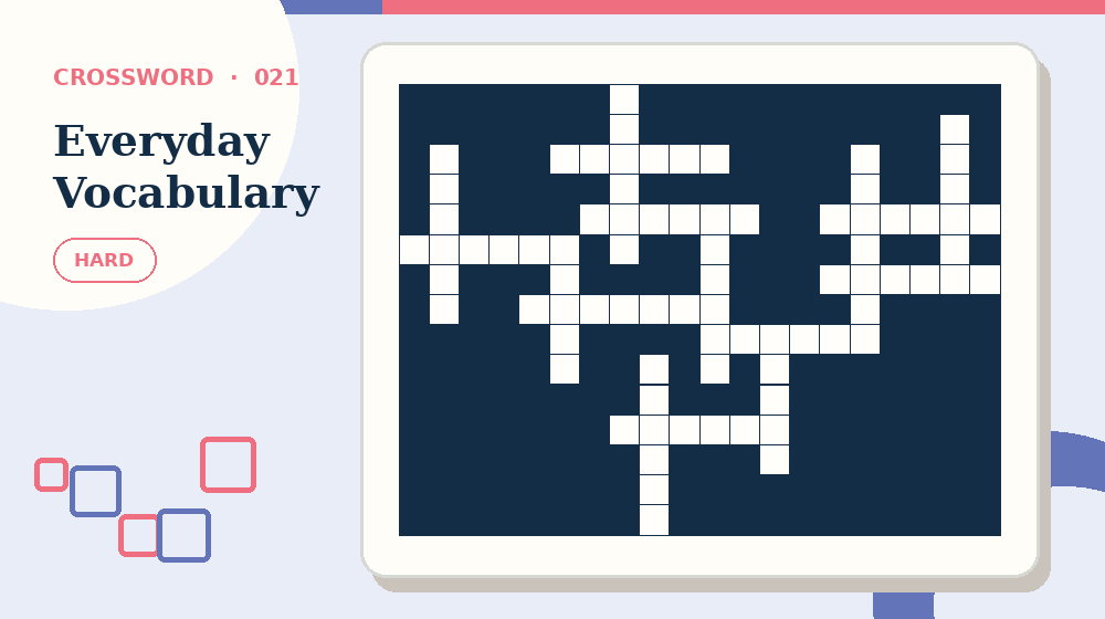 Actual everyday vocabulary Crossword activity preview from this puzzle page