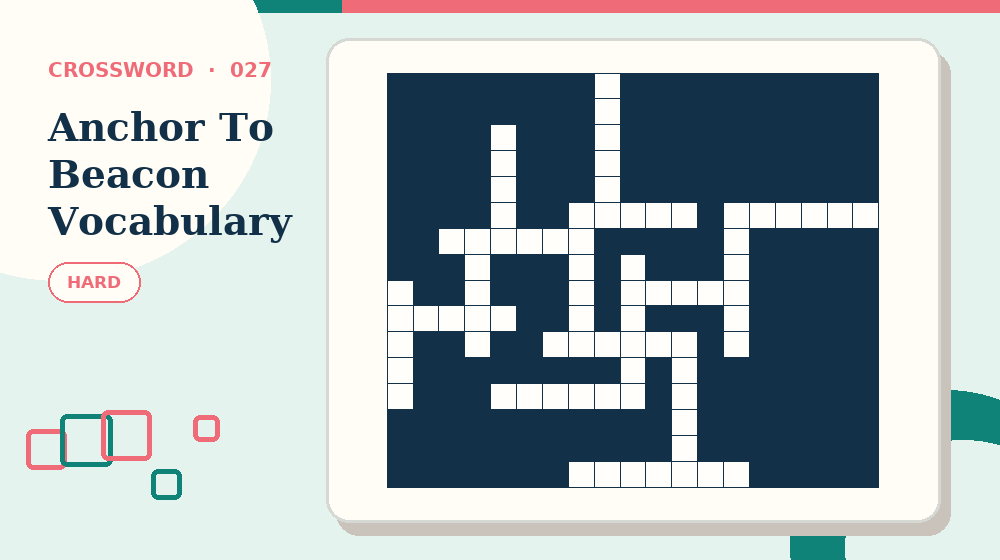Actual anchor to beacon vocabulary Crossword activity preview from this puzzle page