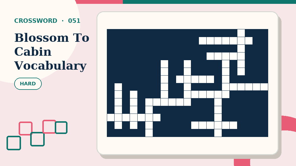 Actual blossom to cabin vocabulary Crossword activity preview from this puzzle page