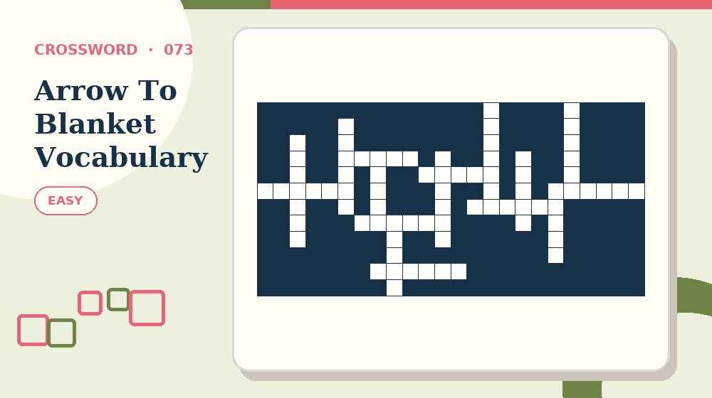 Actual arrow to blanket vocabulary Crossword activity preview from this puzzle page