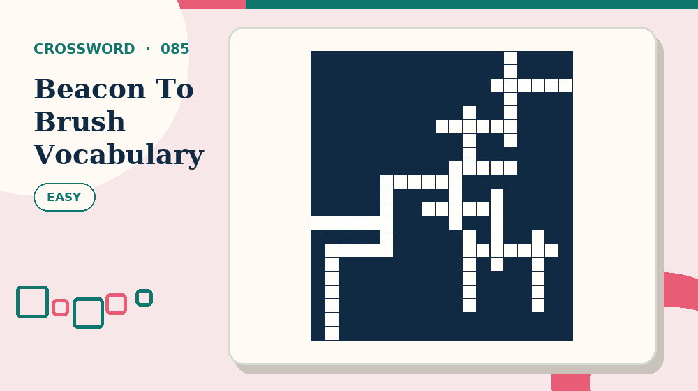 Actual beacon to brush vocabulary Crossword activity preview from this puzzle page