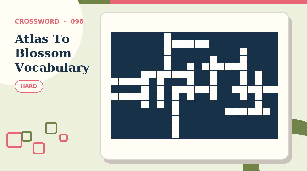 Actual atlas to blossom vocabulary Crossword activity preview from this puzzle page