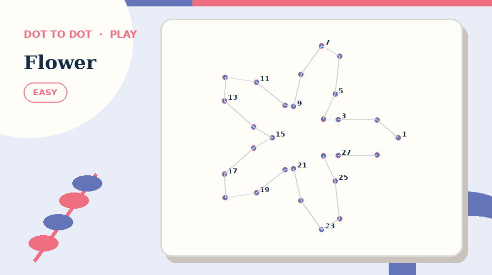 Actual flower Dot to Dot activity preview from this puzzle page
