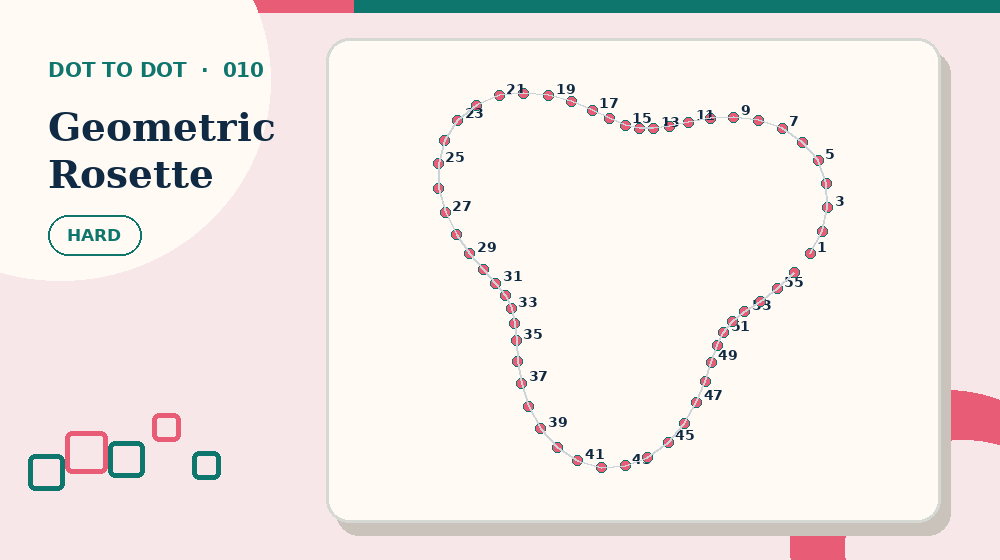 Actual geometric rosette Dot to Dot activity preview from this puzzle page