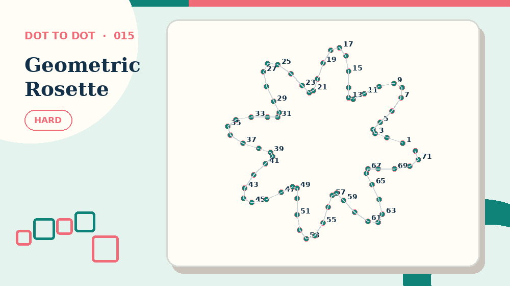 Actual geometric rosette Dot to Dot activity preview from this puzzle page