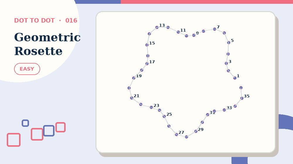 Actual geometric rosette Dot to Dot activity preview from this puzzle page