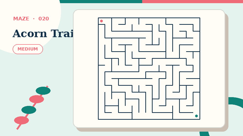 Actual acorn trail Mazes activity preview from this puzzle page