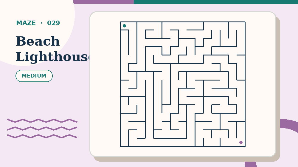Actual beach lighthouse Mazes activity preview from this puzzle page