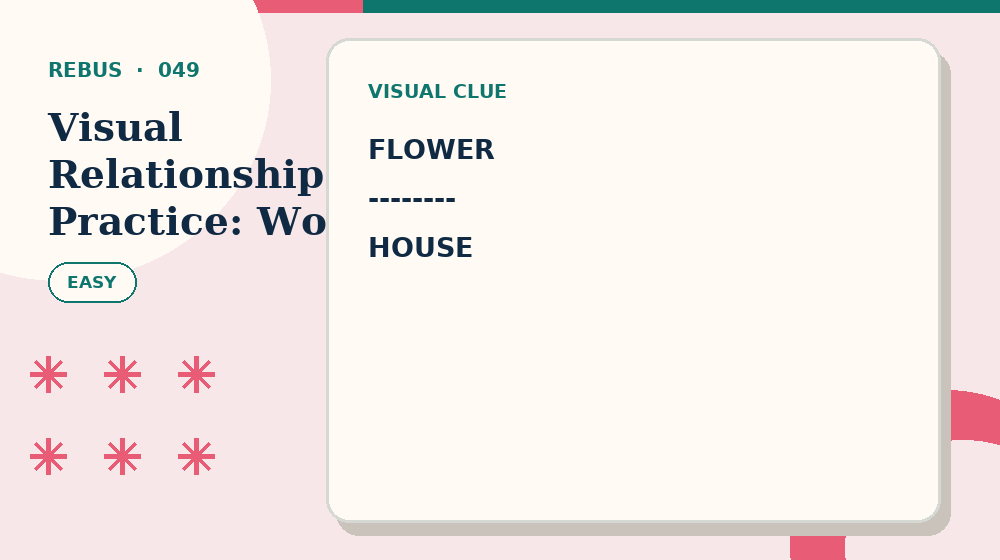 Actual visual relationship practice: word above word Rebus activity preview from this puzzle page