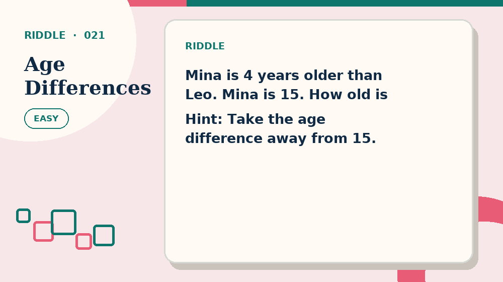 Actual age differences Riddles activity preview from this puzzle page