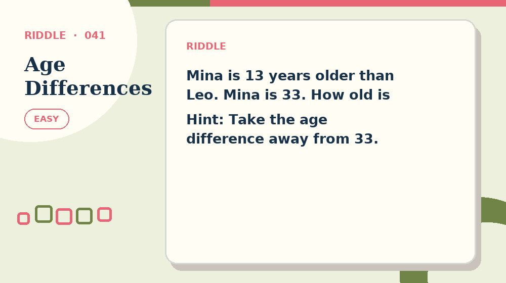 Actual age differences Riddles activity preview from this puzzle page