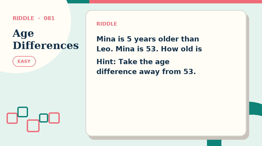 Actual age differences Riddles activity preview from this puzzle page
