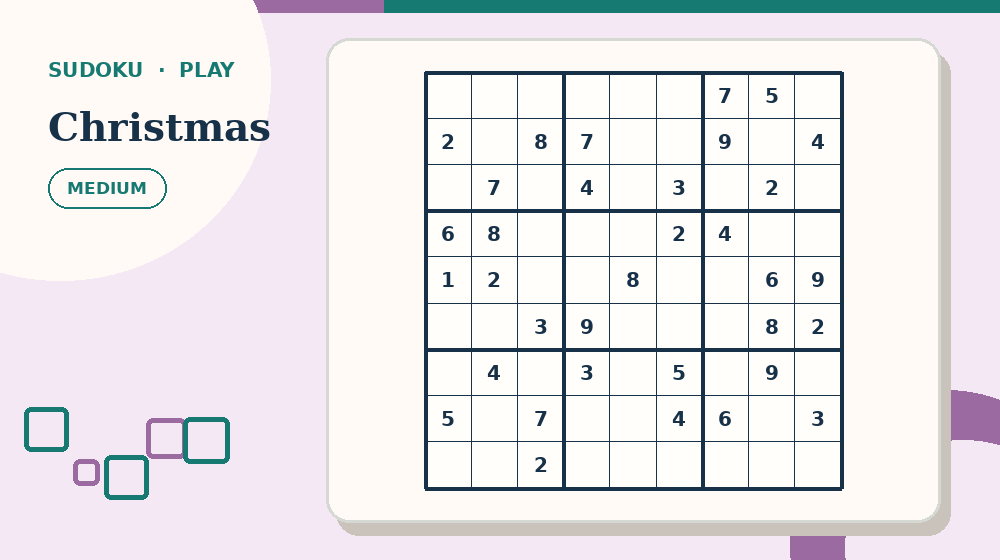 Actual christmas Sudoku activity preview from this puzzle page