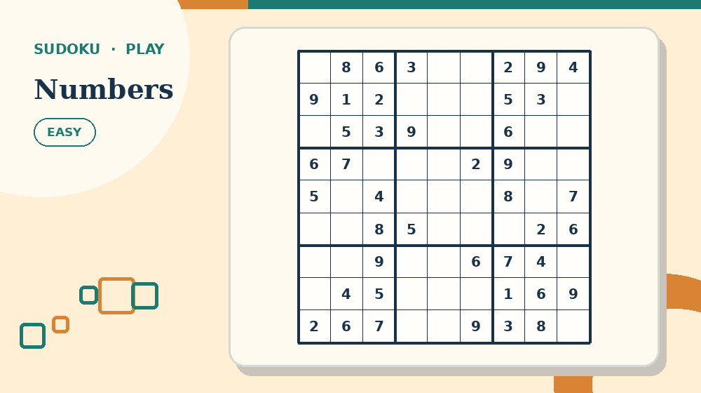 Actual numbers Sudoku activity preview from this puzzle page