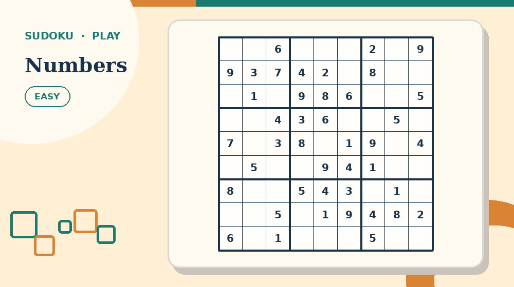 Actual numbers Sudoku activity preview from this puzzle page