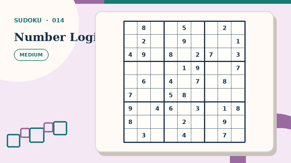 Actual number logic Sudoku activity preview from this puzzle page