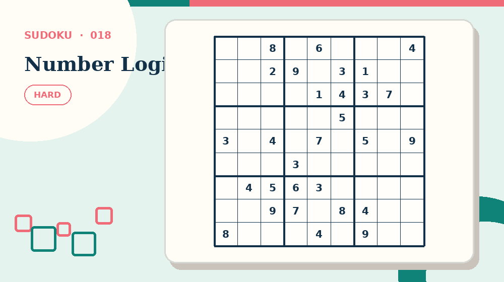 Actual number logic Sudoku activity preview from this puzzle page