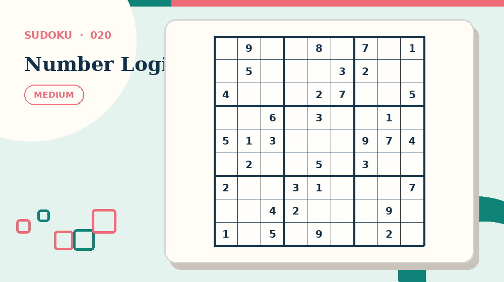 Actual number logic Sudoku activity preview from this puzzle page