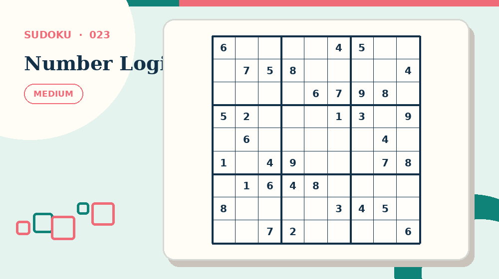 Actual number logic Sudoku activity preview from this puzzle page