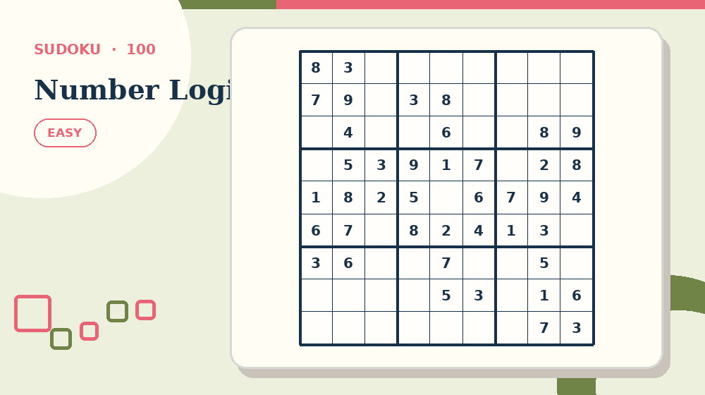 Actual number logic Sudoku activity preview from this puzzle page