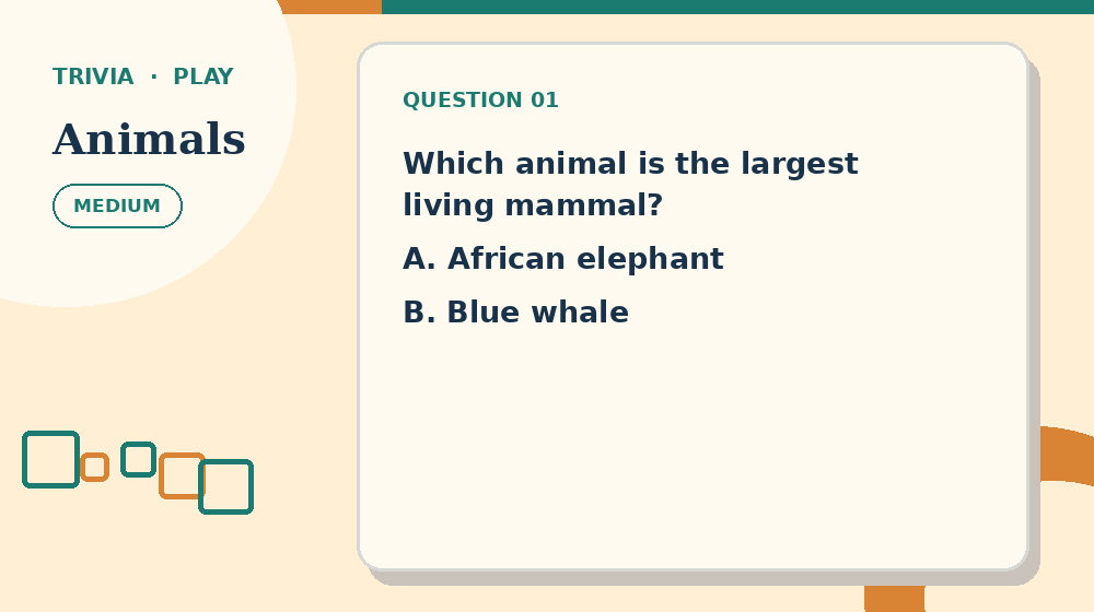 Actual animals Trivia activity preview from this puzzle page
