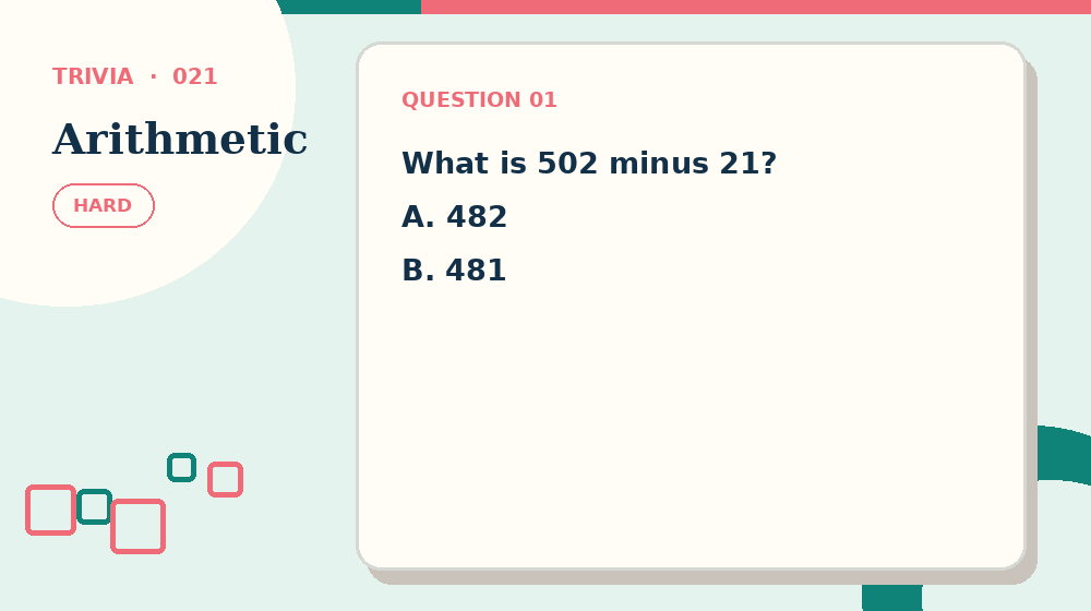 Actual arithmetic Trivia activity preview from this puzzle page