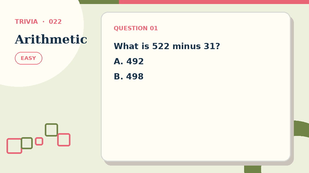 Actual arithmetic Trivia activity preview from this puzzle page