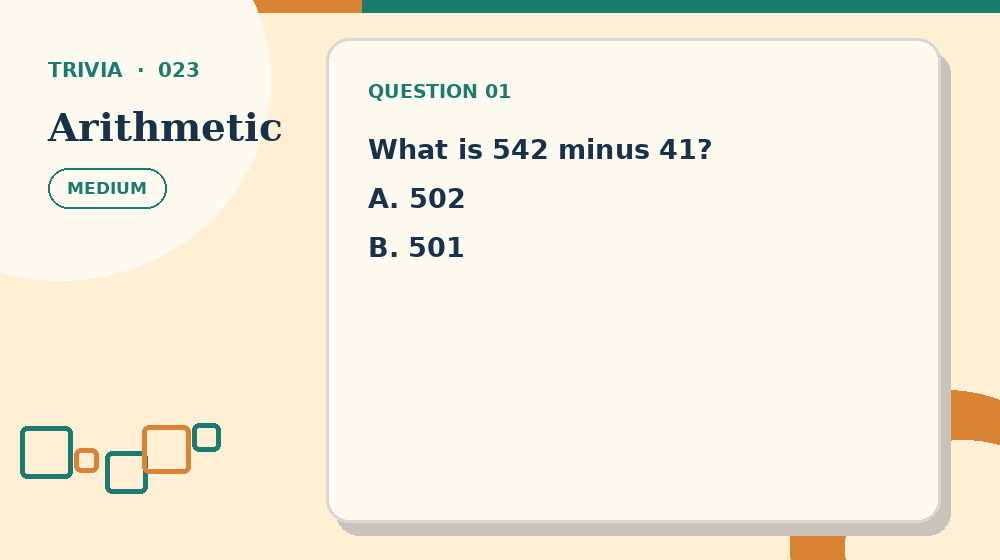 Actual arithmetic Trivia activity preview from this puzzle page
