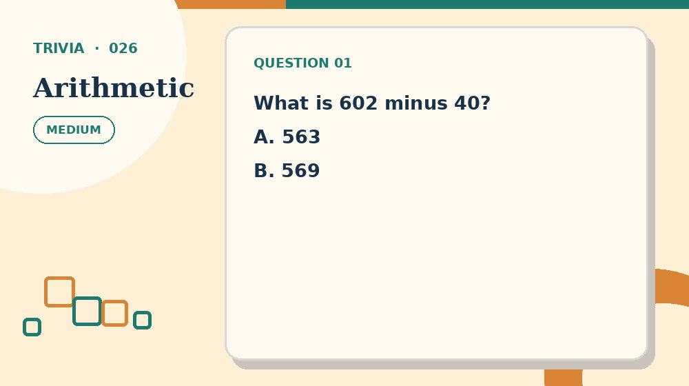 Actual arithmetic Trivia activity preview from this puzzle page