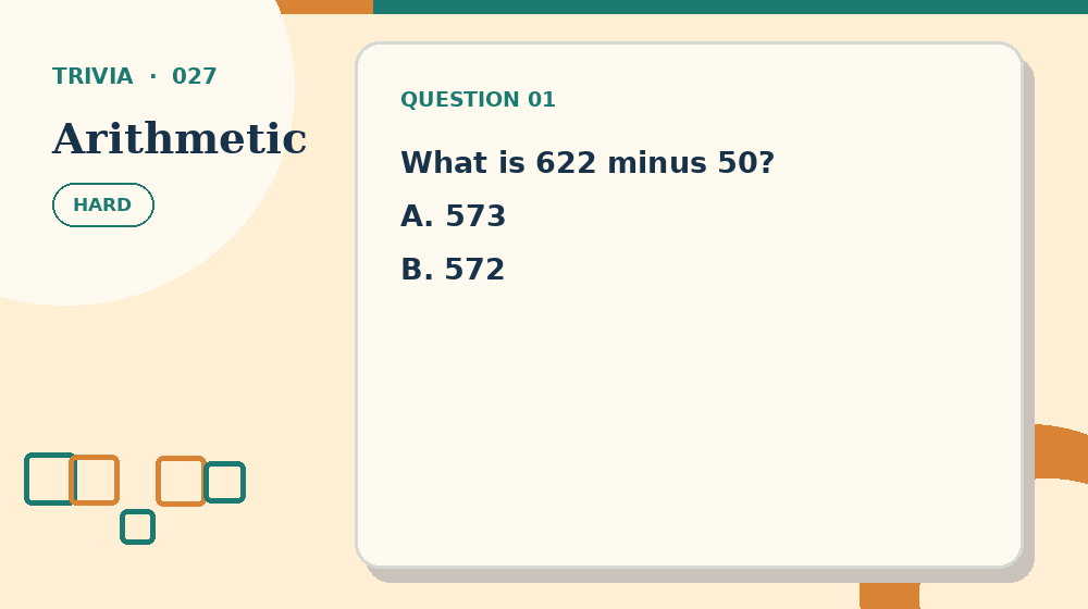 Actual arithmetic Trivia activity preview from this puzzle page