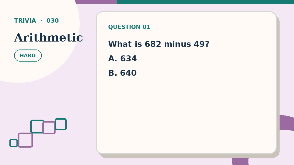 Actual arithmetic Trivia activity preview from this puzzle page