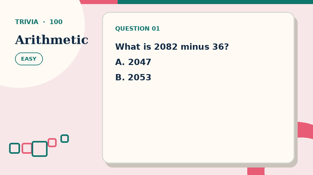 Actual arithmetic Trivia activity preview from this puzzle page