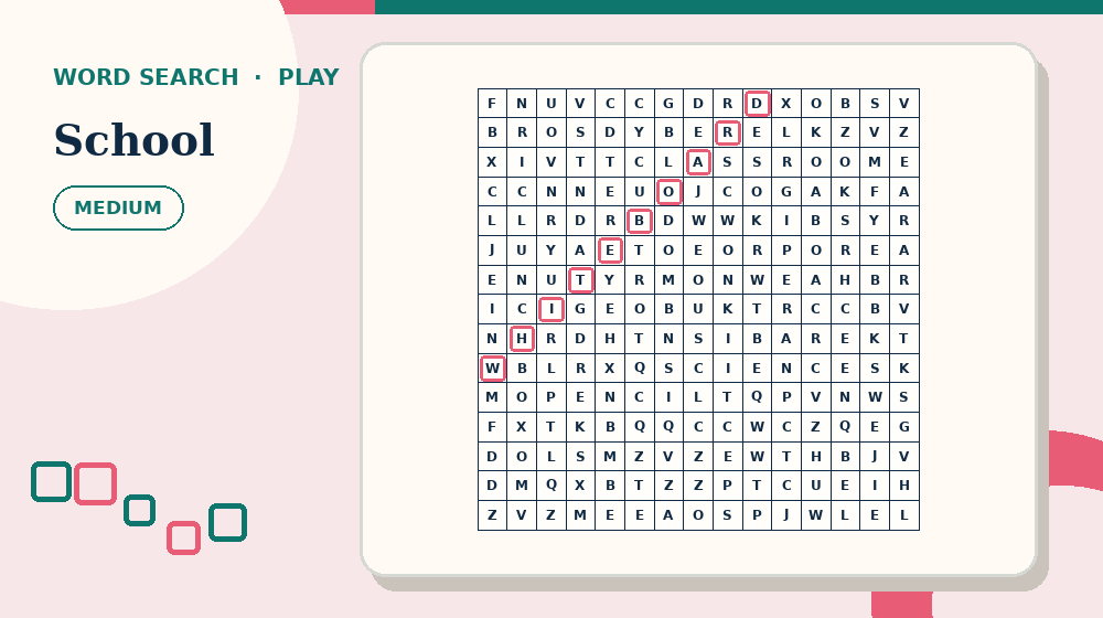 Actual school Word Search activity preview from this puzzle page