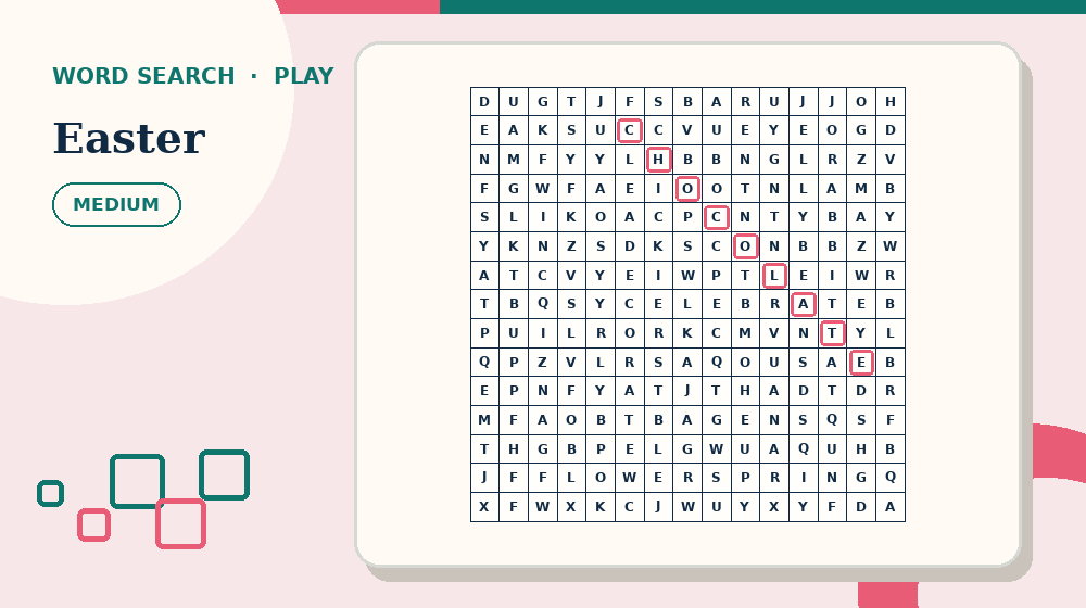 Actual easter Word Search activity preview from this puzzle page