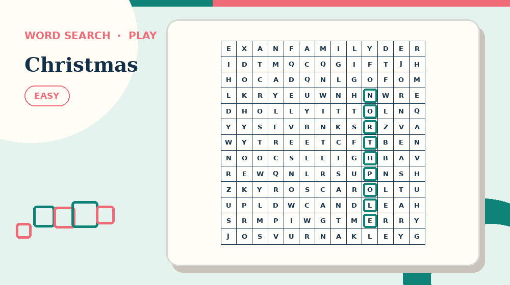 Actual christmas Word Search activity preview from this puzzle page