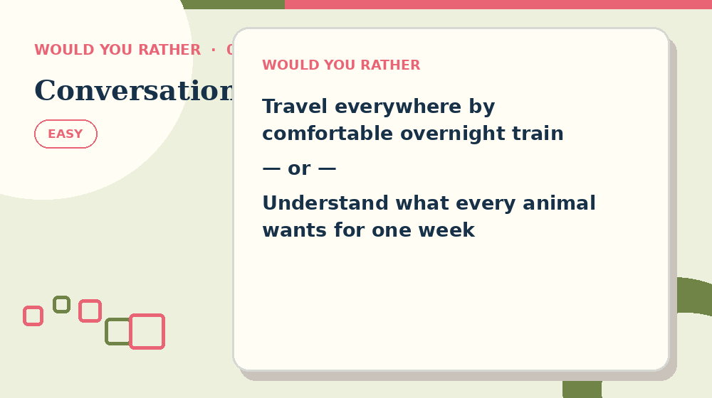 Actual conversation Would You Rather activity preview from this puzzle page