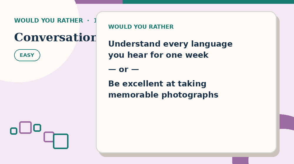 Actual conversation Would You Rather activity preview from this puzzle page