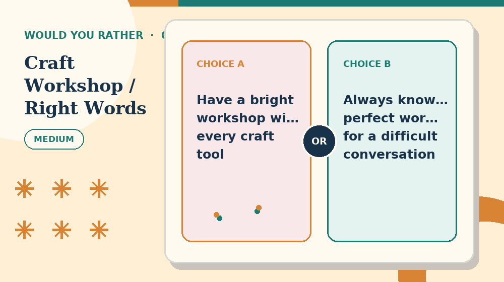 Actual mixed choices: Craft Workshop or The Right Words Would You Rather activity preview from this puzzle page