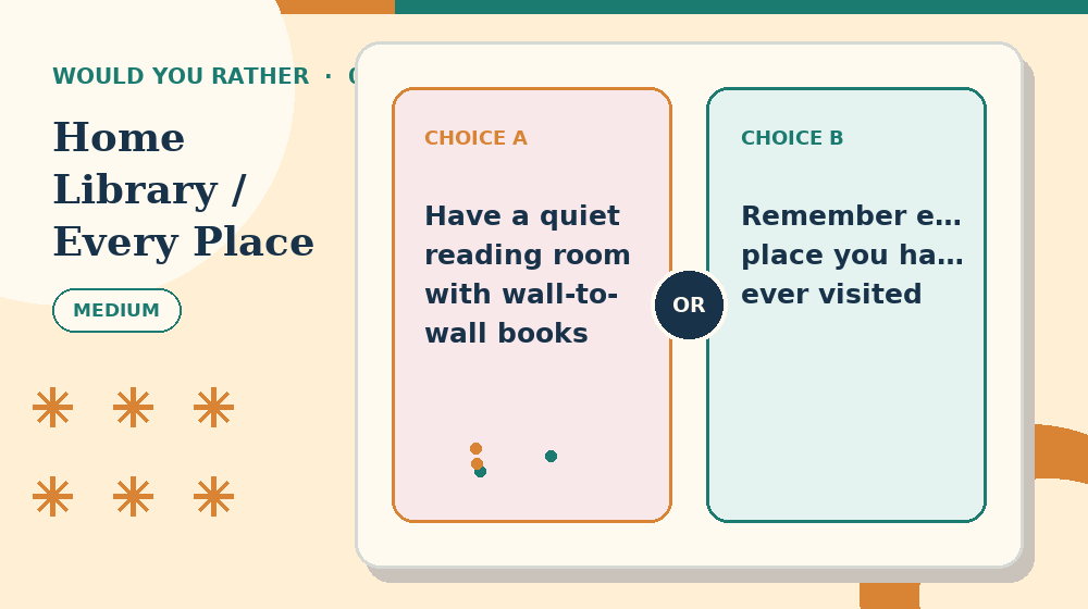 Actual mixed choices: Home Library or Remember Every Place Would You Rather activity preview from this puzzle page